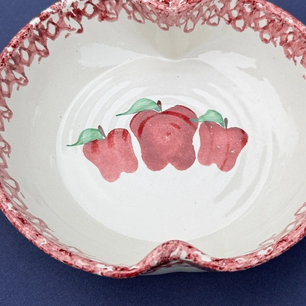 Vintage Neher 1996 Apple Torte Ceramic Baking Bowl‎ Hand Painted Recipe Dish